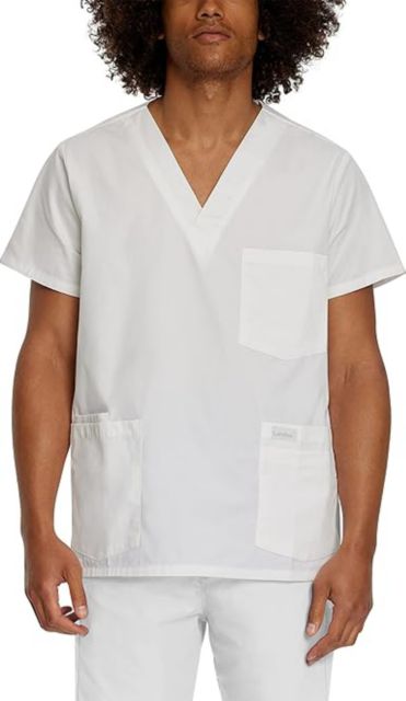 MENS 5 POCKET SCRUB WHITE SML