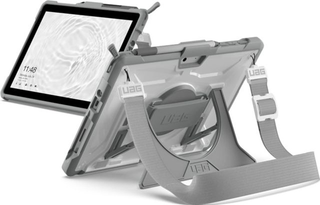 UAG Plasma Healthcare Series Surface Go 2 Case w/ Hand Strap & Shoulder Strap - White/Grey